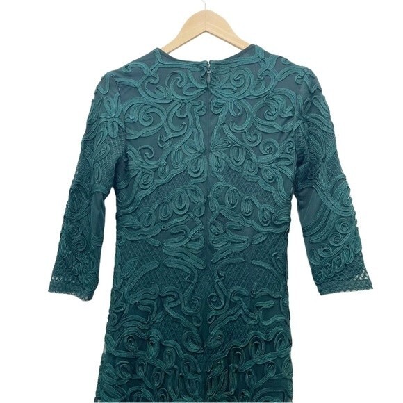 JS Collections Lace Dress Forest Sheer Sleeve Soutache Midi Sheath Dress Size 2 - Picture 7 of 14